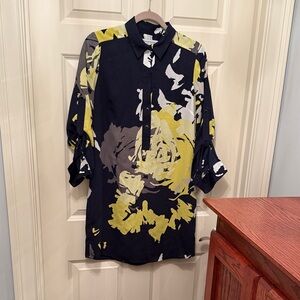 Women’s Navy and Yellow Floral Shirt